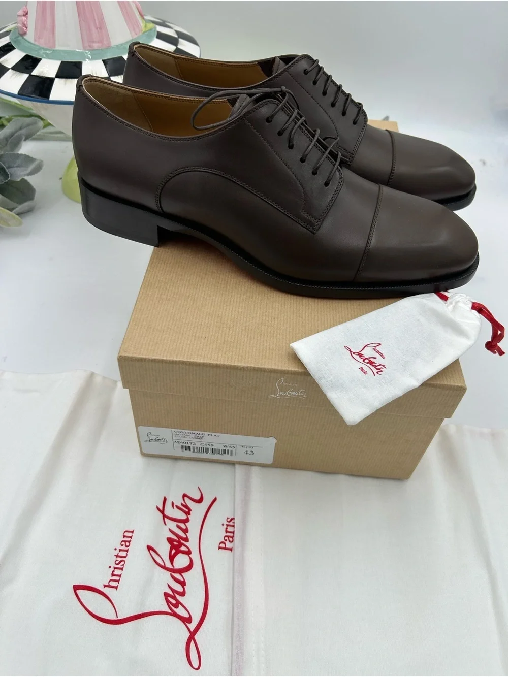 Men's Christian Louboutin CORTOMALE lace up Oxford size 43 made in Italy
